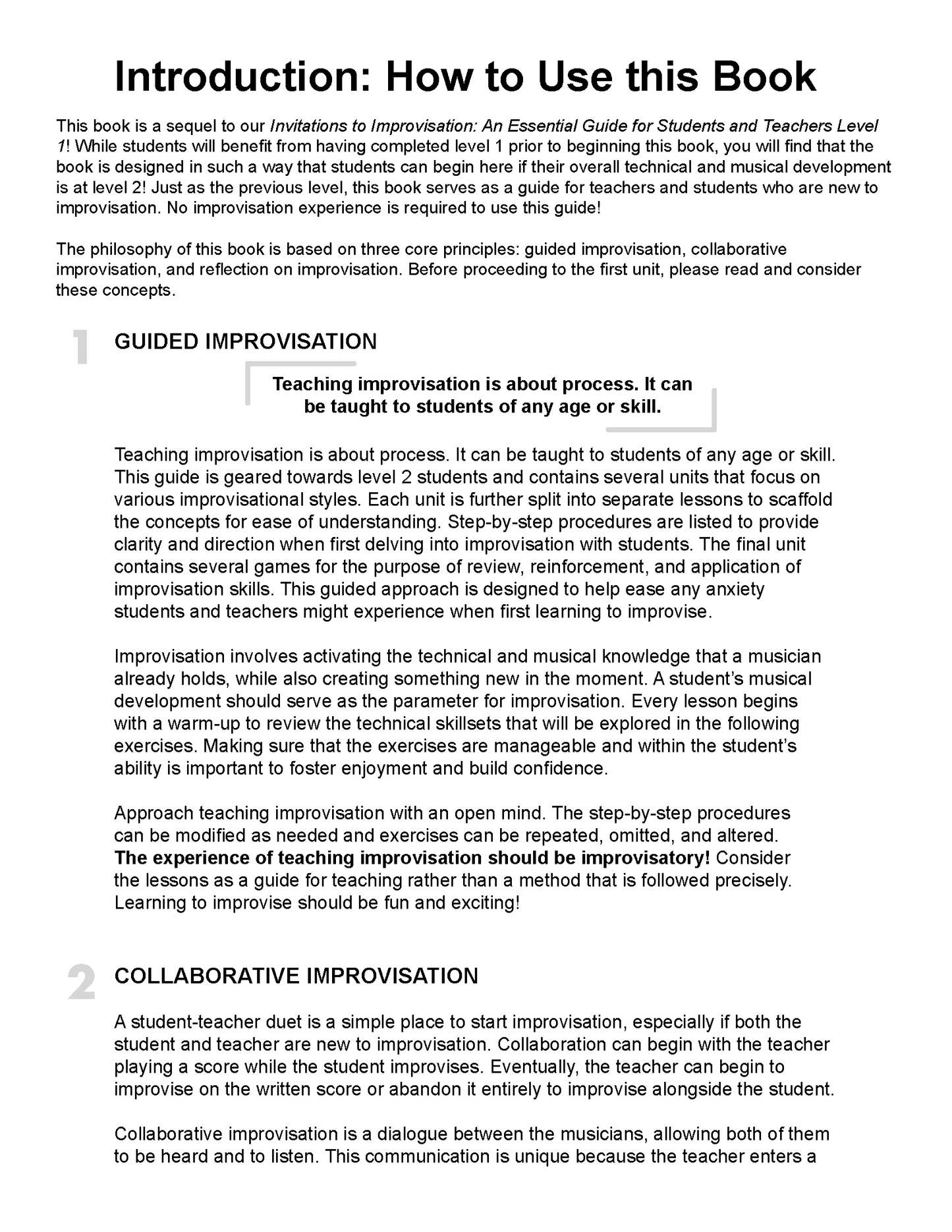 Invitations to Improvisation Level 2