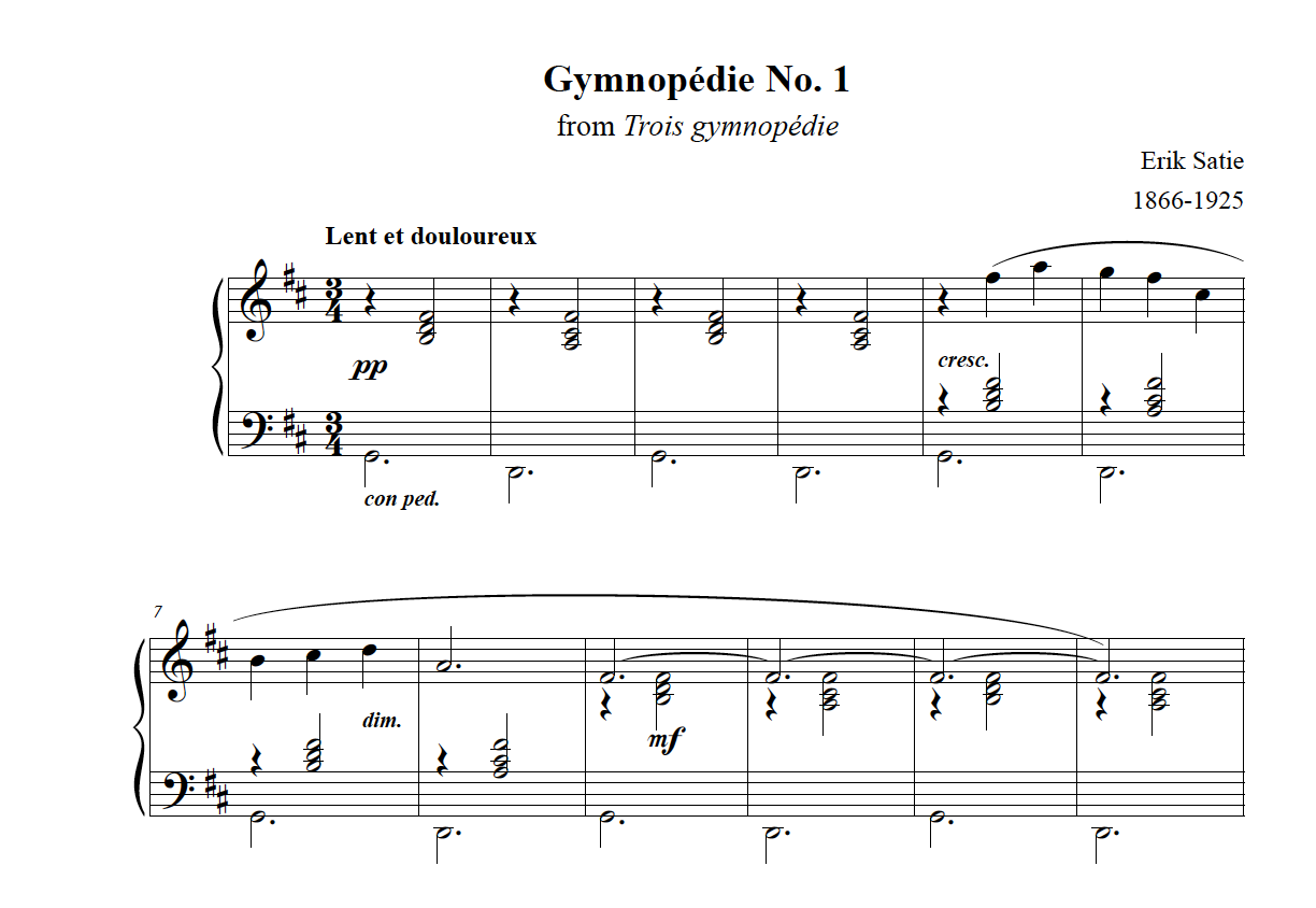 Gymnopédie No. 1 - Erik Satie (PDF Download)