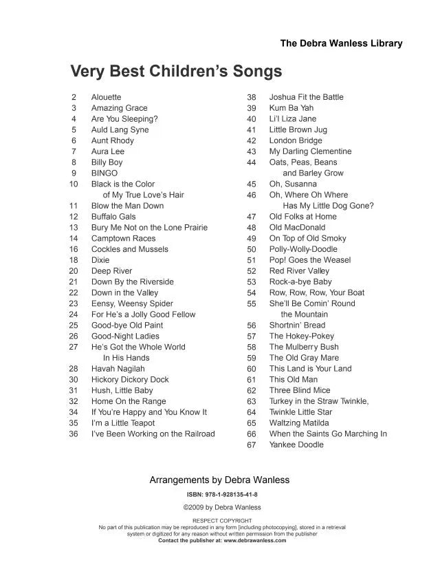 Very Best Children’s Songs by Debra Wanless