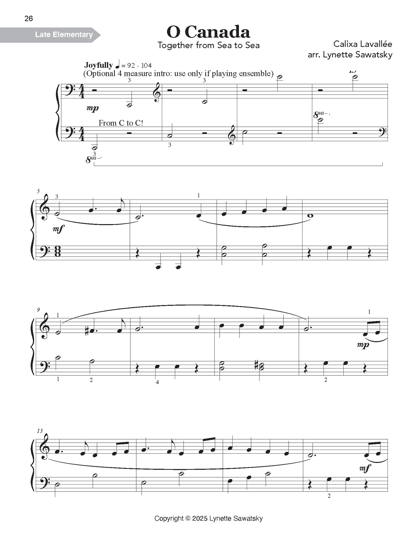 O Canada: A Collection of Piano Pieces Inspired by Our National Anthem (PDF Download)