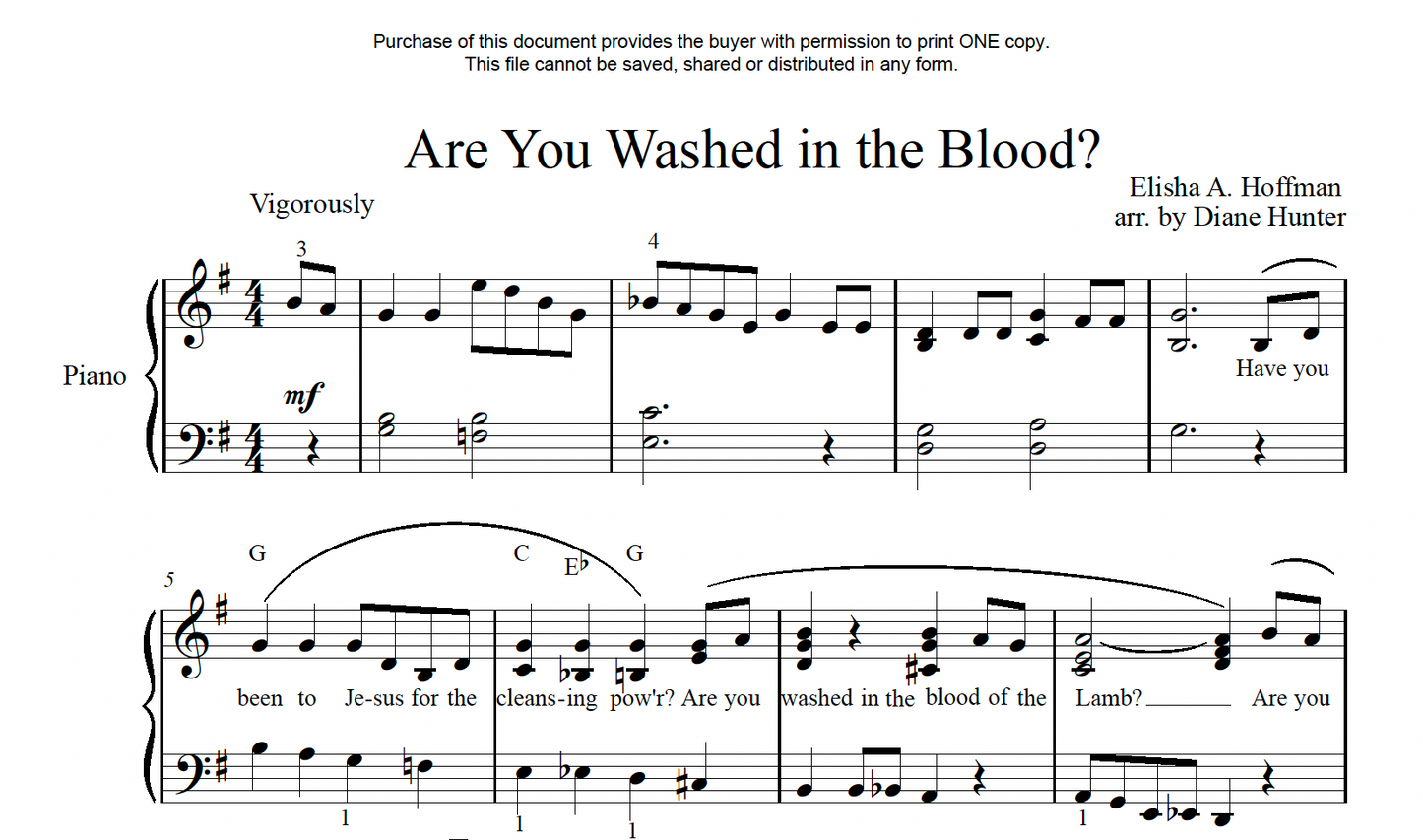 Are You Washed in the Blood? (PDF Download)