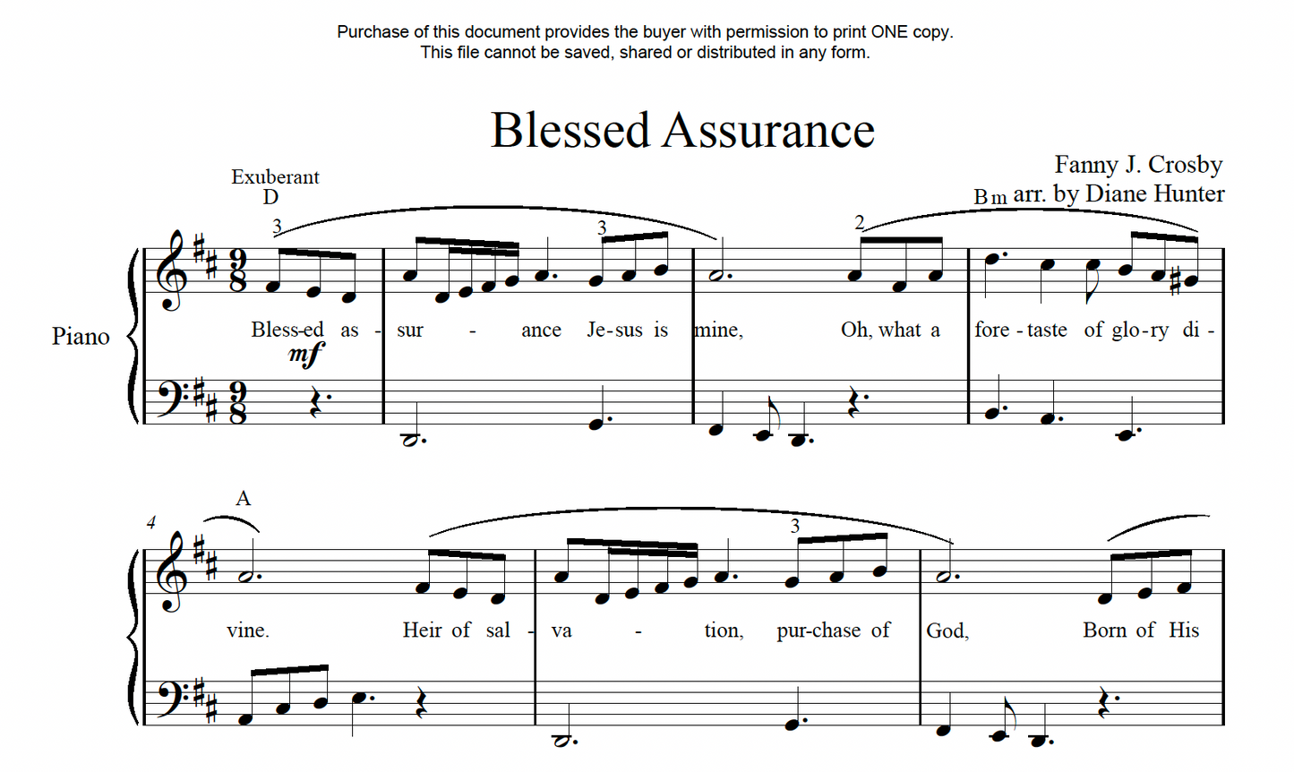 Blessed Assurance (PDF Download)