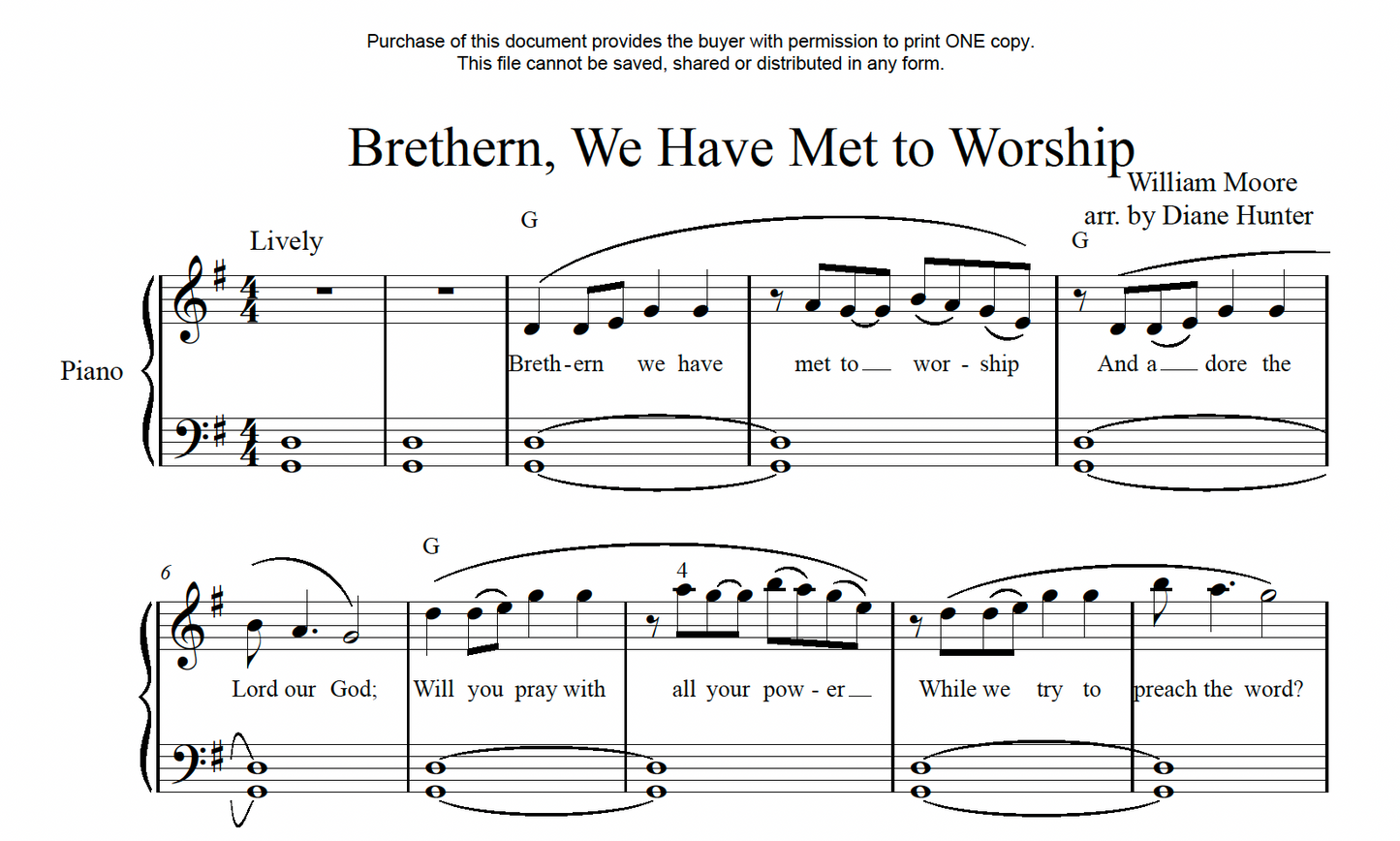 Brethern, We Have Met to Worship (PDF Download)