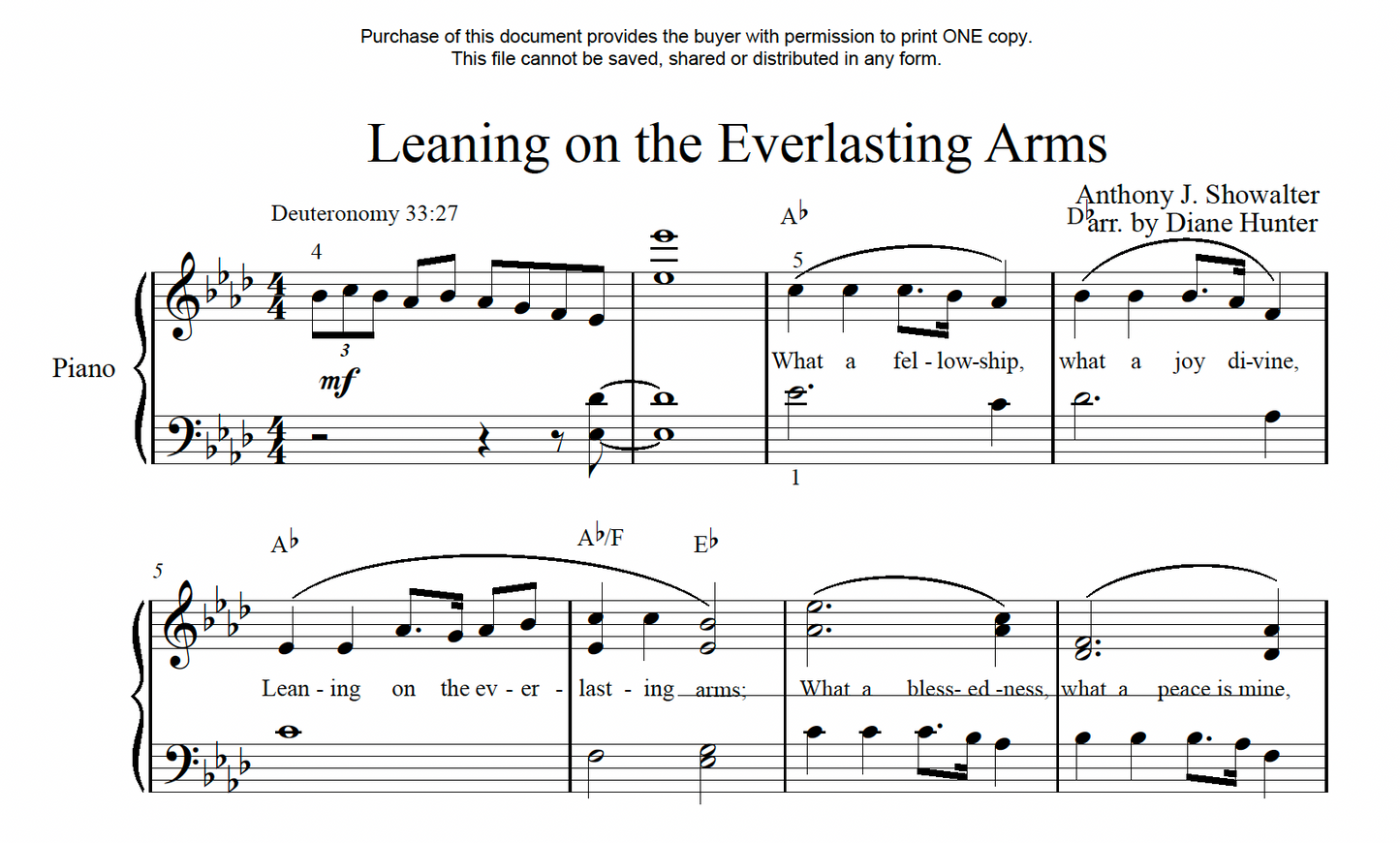 Leaning on the Everlasting Arms (PDF Download)