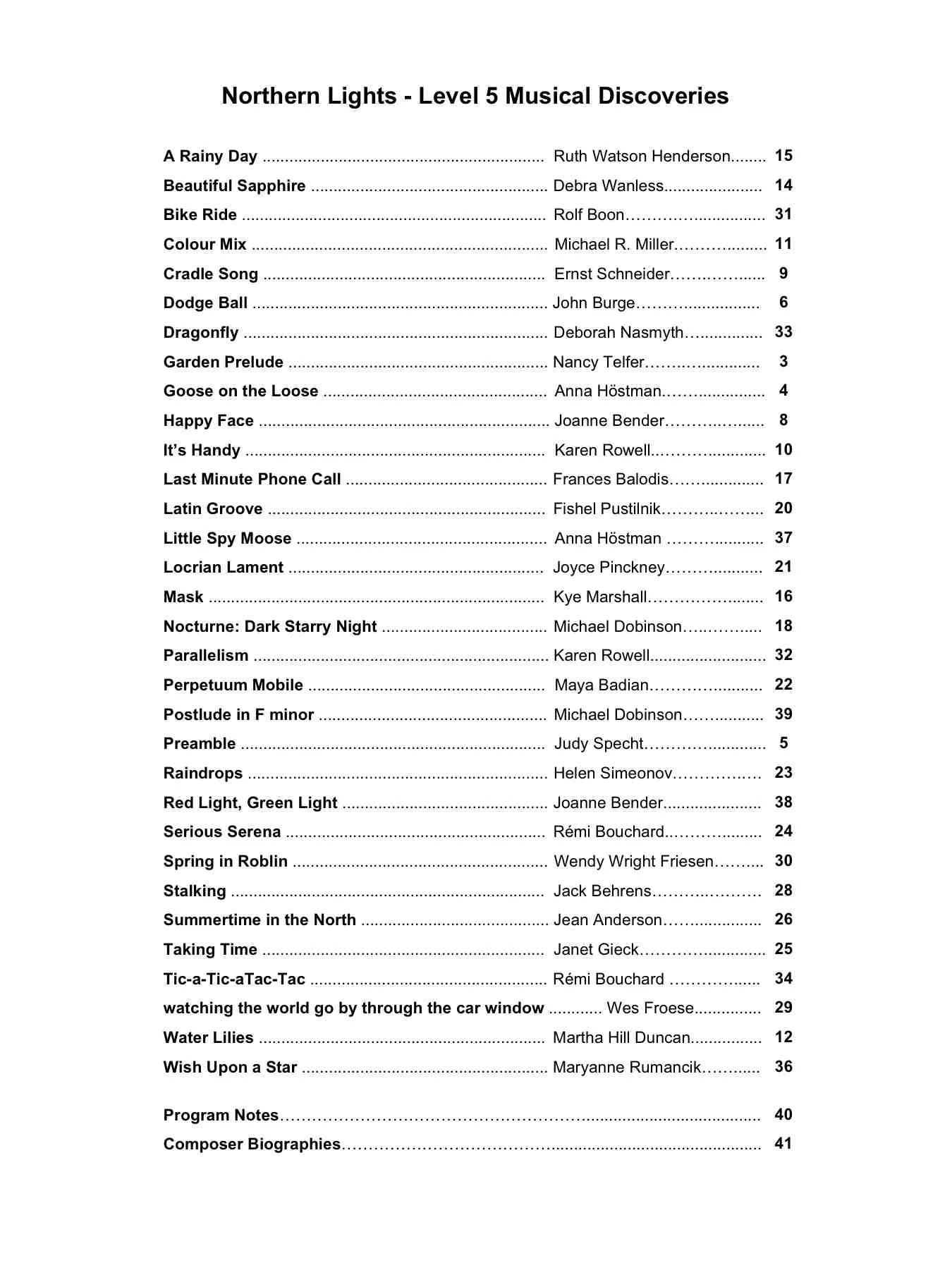 Northern Lights 5B – Musical Discoveries