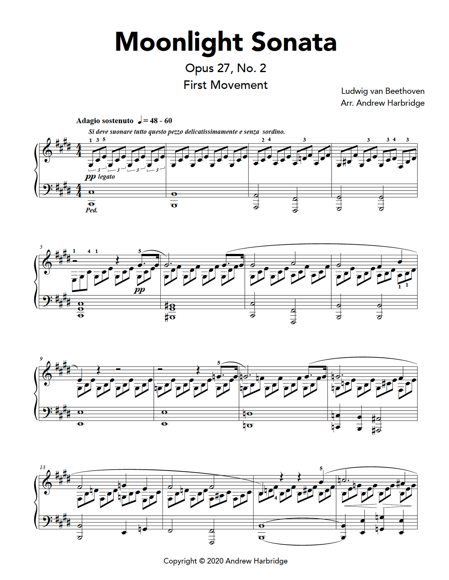 Moonlight Sonata - Ludwig van Beethoven (PDF Download)