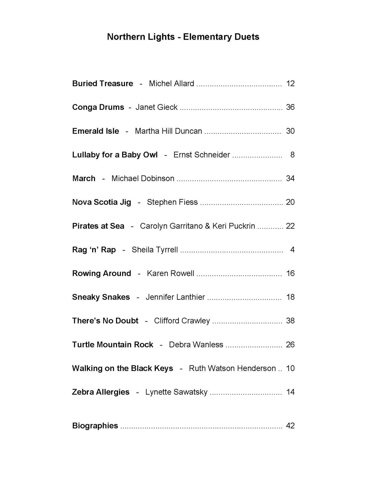 Northern Lights Elementary Piano Duets