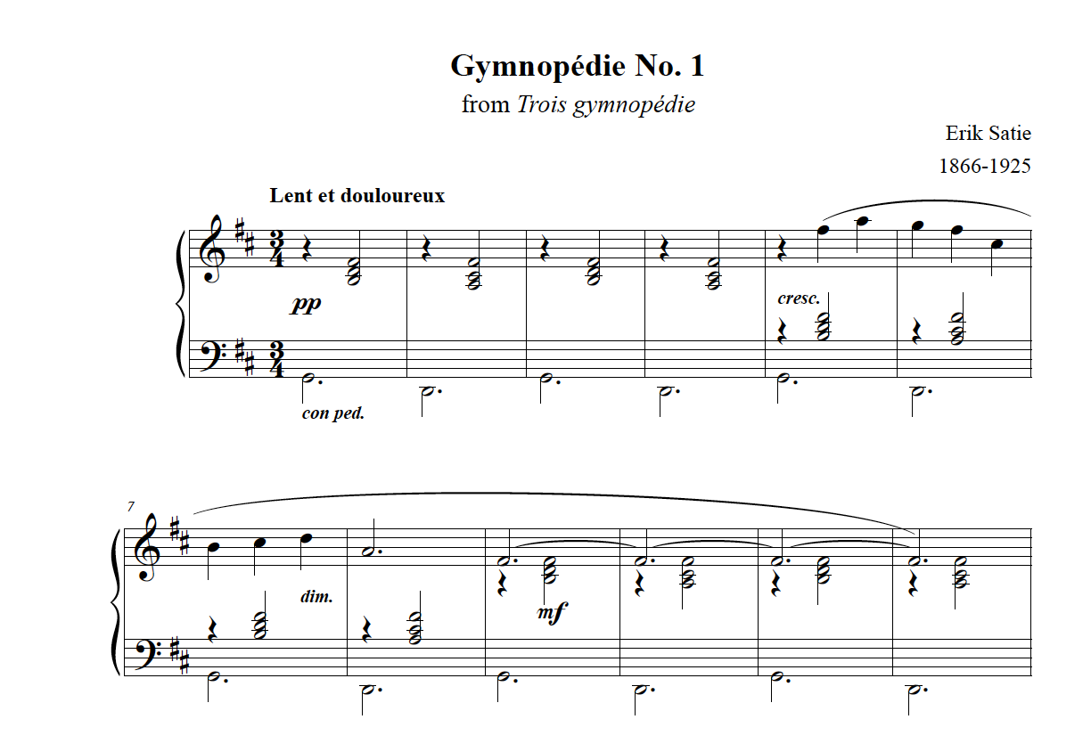 Gymnopédie No. 1 - Erik Satie (PDF Download)