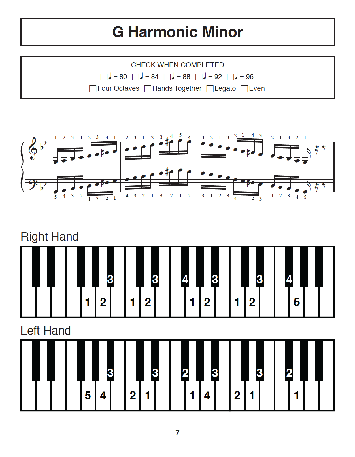 G Harmonic Minor page 7 from the easiest technique book ever level 8